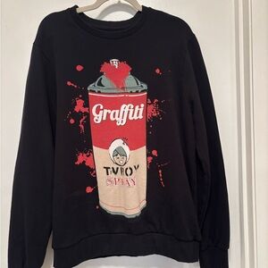 Eleven Paris Crewneck Sweater Black and Red Graphic